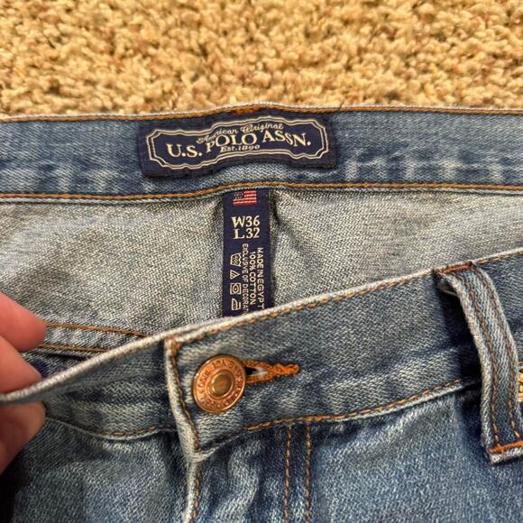 U.S. Polo Assn. Y2K Distressed Grunge Cut Denim Jort Shorts Sz.36 - Picture 2 of 7